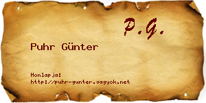 Puhr Günter névjegykártya